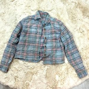 Vintage Pastel Plaid Crop Button-up Shirt